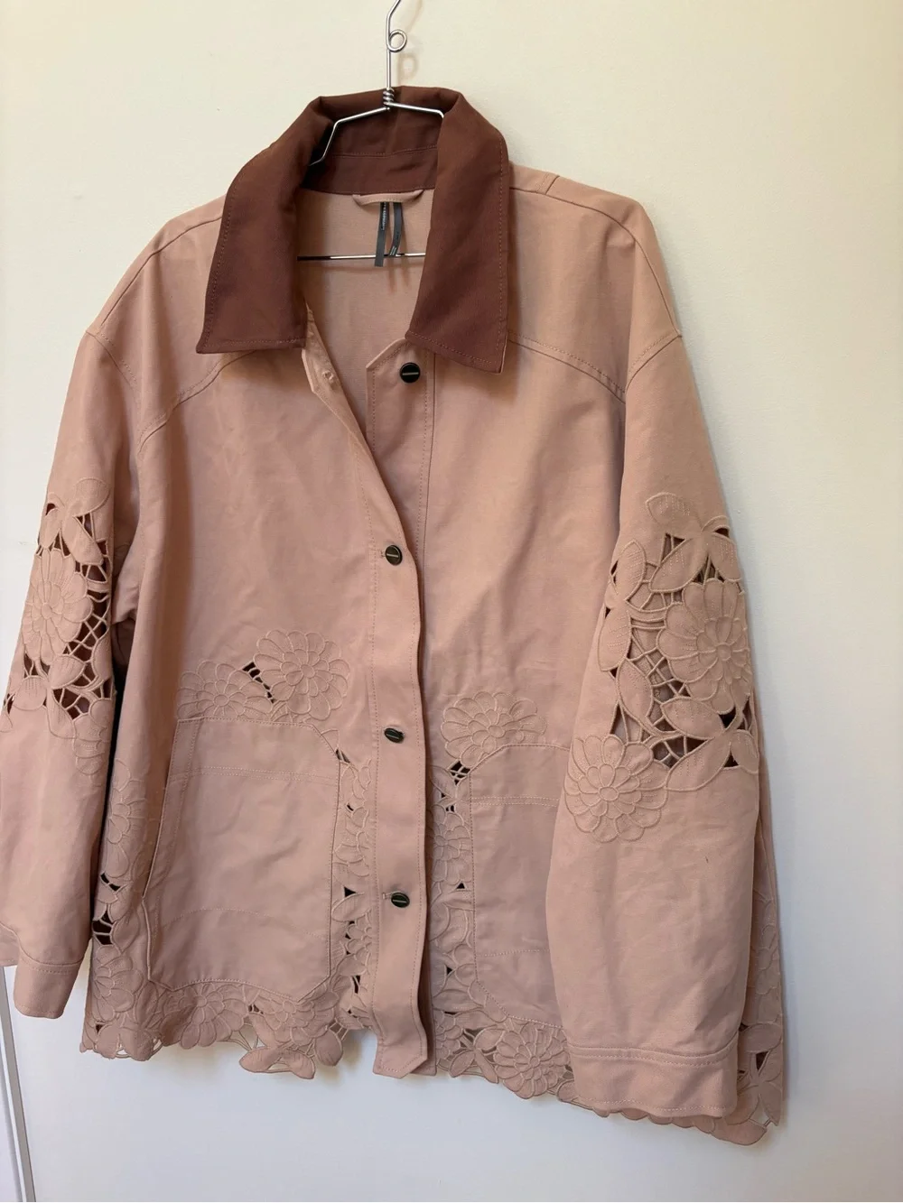 NWOT By Anthropologie Cotton Floral Cutwork Barn Jacket Size XL